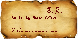 Bodiczky Ruszlána névjegykártya